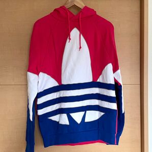 adidas ビッグロゴ パーカー ピンク/ブルー/ホワイト