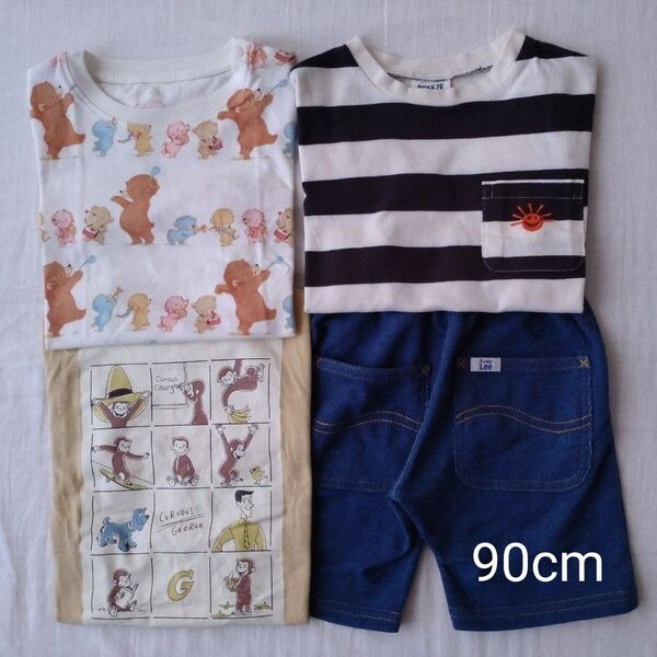 Tシャツ ユニクロ ブリーズ おさるのジョージ ショートパンツ デニム風 Lee 90cm
