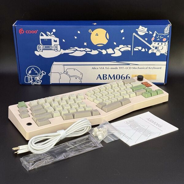 【使用時間少】CIDOO ABM066 ホワイト(Aliceレイアウト/ 67キー/ 3モード接続/ スクリーン付き)