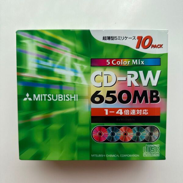 MITSUBISHI◆三菱◆データ用CD-RW◆650MB◆4倍速 10枚◆5カラー◆SW74QM10