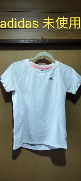 adidas Tシャツ レディース ホワイト系 ピンクライン