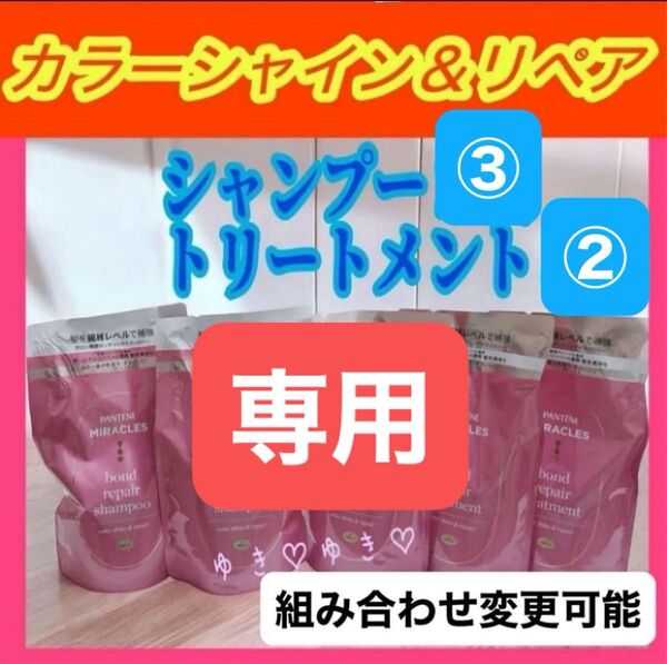 専用 パンテーンミラクルズ カラーシャイン&リペアシャンプー、トリートメント詰替計5袋