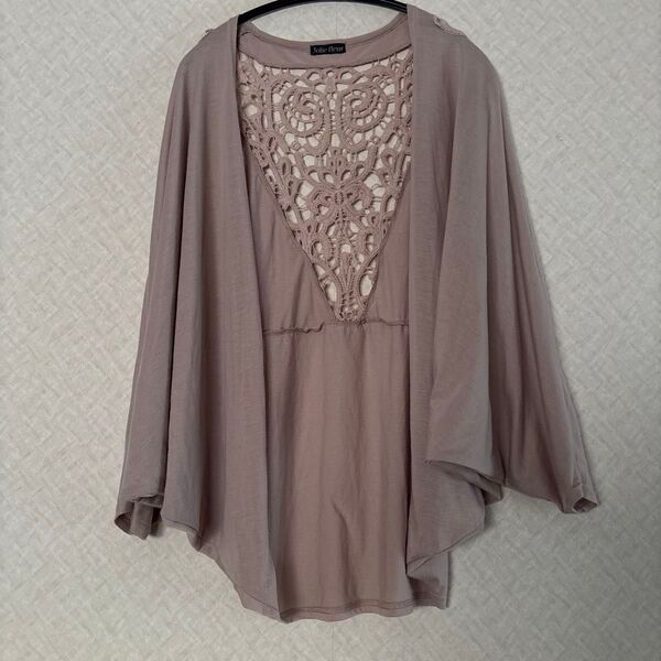 Jolie Fleur カーディガン レース ピンクベージュ