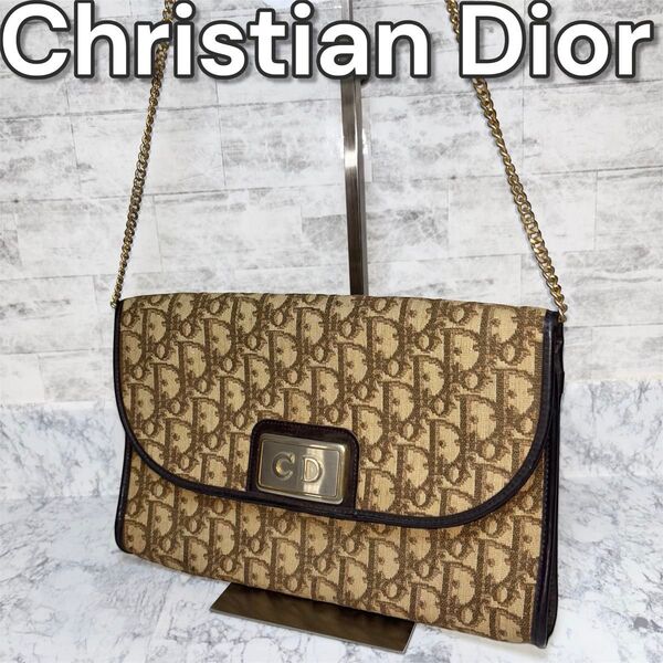 クリスチャンディオール トロッター ロゴ金具 チェーン ショルダーバッグ Dior