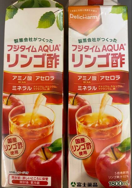 富士薬品 フジタイムAQUA リンゴ酢 1800ml 2本セット