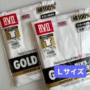 BVD GOLD 半袖 Lサイズ Vネック Tシャツ 2枚 綿100% インナー アンダーウェア 新品