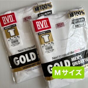 BVD GOLD 半袖 Mサイズ Tシャツ 丸首 2枚 綿 インナー アンダーウェア 紳士 メンズ 白