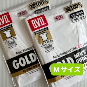 BVD GOLD 半袖 Vネック Tシャツ Mサイズ 2枚 綿 V首 インナー アンダーウェア メンズ 新品 白