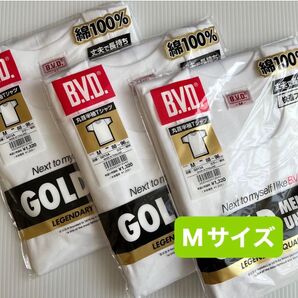 BVD GOLD 半袖 Mサイズ Tシャツ 丸首 3枚 綿 インナー アンダーウェア 紳士 メンズ 白