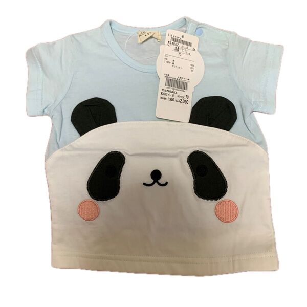 marutaka ベビー服 パンダ柄Tシャツ 70 水色