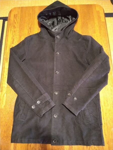 UNITED ARROWS ユナイテッド アローズ モールスキン ジャケット フード 黒 ブラック サイズM 日本製 綿100%
