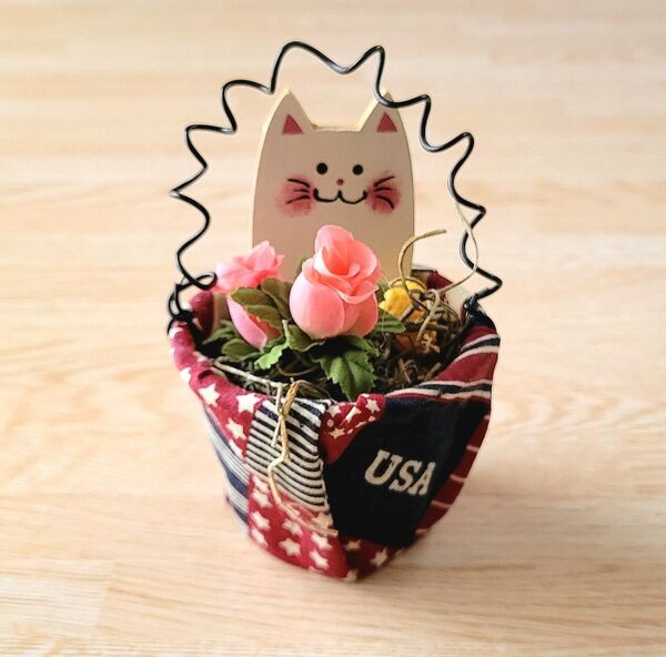 トールペイント ねこ 置き物