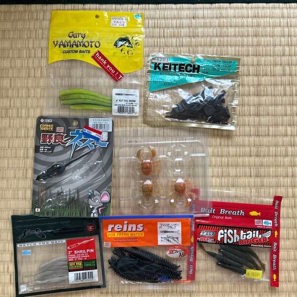 スピニング用 ワームセット バス釣りセット 小型 ミニワーム カットテール 野良ネズミ コブシ ケイテック ノリーズ reins