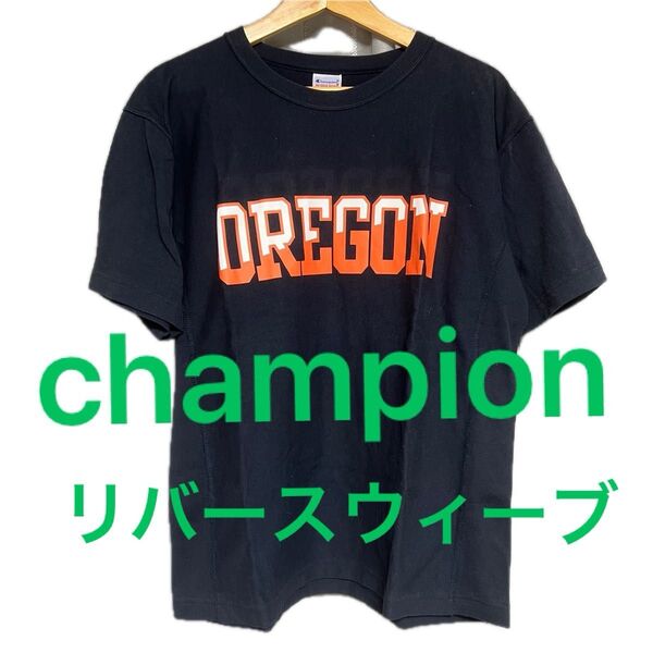 美品 チャンピオン champion リバースウィーブ OREGONプリントTシャツ M ネイビー