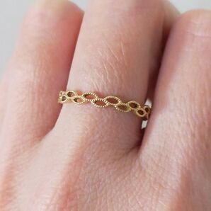 ココシュニック K10 リング 透かし マーキス ミル打ち 指輪 10金 イエローゴールド 12号 地金 スキンジュエリー 完売品