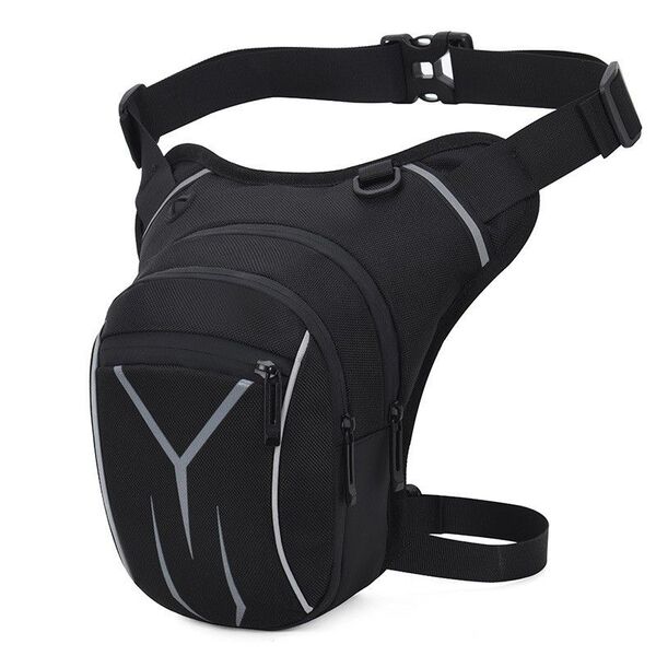 デイトナ バイク用 レッグバッグ 1L ターポリン 3室構造 ウエストバッグ 黒 バッグ ウエストポーチ Bag ショルダーバッグ