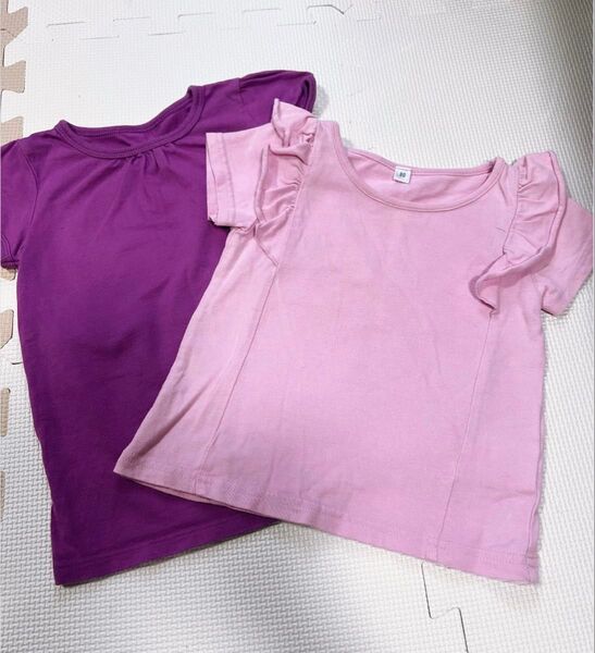 ベビー服 80 女の子 半袖 ピンク パープル 紫 Tシャツ
