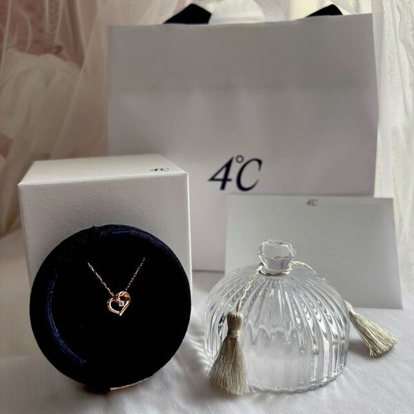 4℃ ネックレス プレゼントにも!新品 K10 ピンクゴールド ハート アクセサリー ギフト 贈答用 4℃