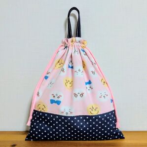 ハンドメイド ちいかわ柄生地 お着替え袋 トートバッグ