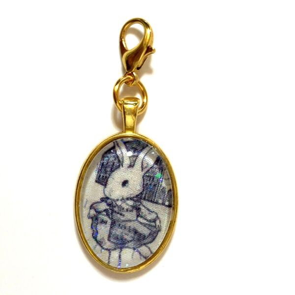 楕円形ファスナーチャーム うさぎ ハンドメイド