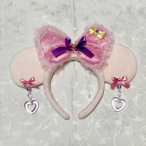 ミニーちゃん リボン カチューシャ ピンク レース ディズニー