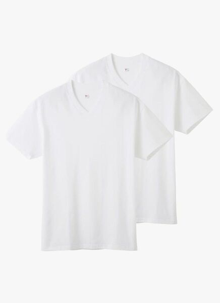 グンゼ VネックTシャツ YG 綿100% メンズ2枚組 L ホワイト