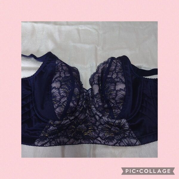 マルココールシャンジェ補正下着ブラジャーC90美品 ホームクリーニング済み 体型補整 ネイビー