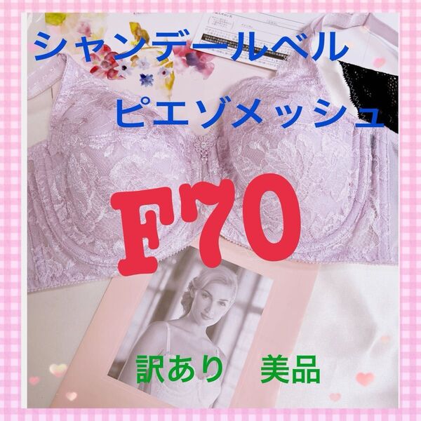 シャンデールベルピエゾメッシュ!フルカップブラジャーF70!人気色ピオニーパープル!最高級リバーレース採用!訳あり特価!