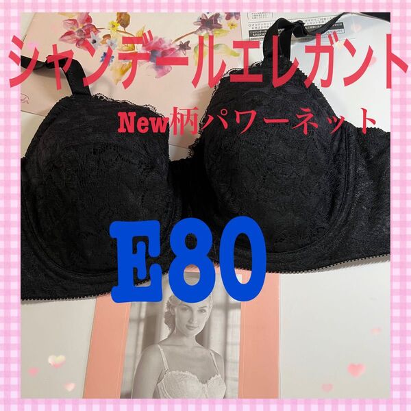 補正下着シャンデールエレガント New柄パワーネット ブラジャーE80!フルカップ!ブラック!