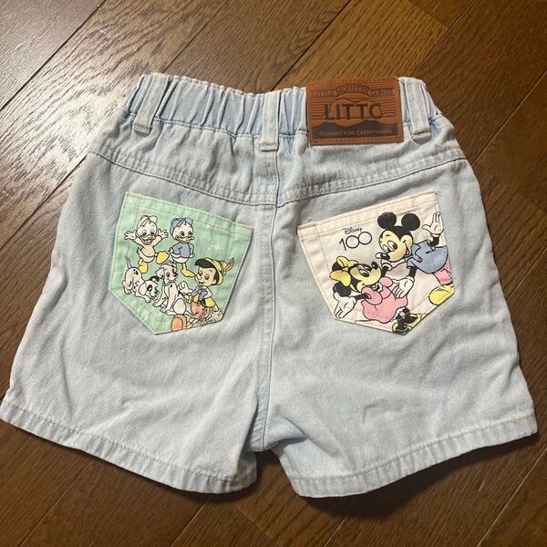 デニム ショートパンツ デニムショートパンツ 半ズボン ディズニー しまむら 100周年 限定 100cm LITTC リトシー