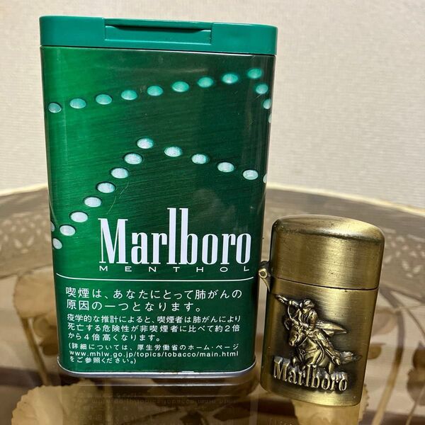 【Marlboro 缶 灰皿 &ライター】2個セット