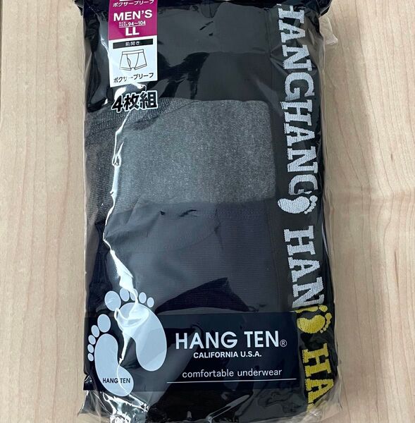 HANGTEN ボクサーブリーフ LLサイズ メンズ 前開き 4枚組 ウエストロゴ シンプル 送料込み