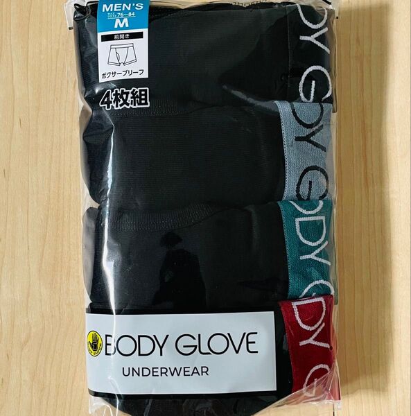 ボディグローブ BODY GLOVE ボクサーブリーフ Mサイズ メンズ 4枚組 前開き BLACK ウエストロゴ 送料込み
