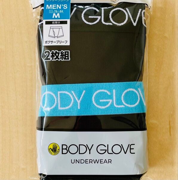 ボディグローブ BODY GLOVE ボクサーブリーフ Mサイズ メンズ 2枚組 前開き BLACK ウエストロゴ