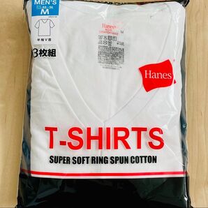 Hanes ヘインズ V首インナーシャツ 半袖 メンズ Mサイズ 3枚組 上質な綿 リングスパンコットン ホワイト系