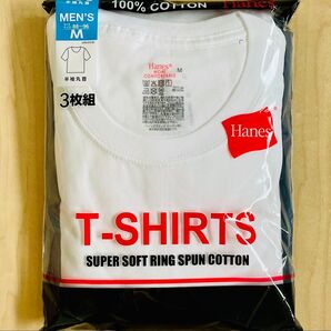 Hanes ヘインズ 丸首インナーシャツ 半袖 メンズ Mサイズ 3枚組 上質な綿 リングスパンコットン ホワイト系