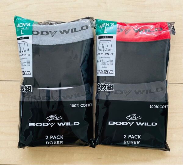 BODY WILD ボクサーブリーフ 4枚組 Lサイズ メンズ 前開き 綿100% シンプル 送料込み
