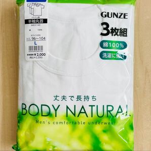 GUNZE 半袖丸首シャツ Lサイズ メンズ 綿100% 洗濯に強い 3枚組 ホワイト シンプル 送料込み
