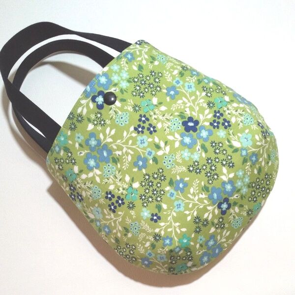 ハンドメイド*ミニミニトートバッグ サブバッグ お散歩バッグ/ グリーン 花