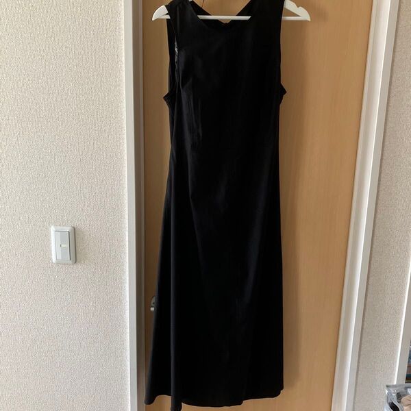 GU ジーユー リネンブレンドバックオープンワンピース(ノースリーブ) XL