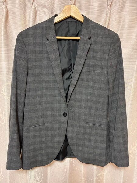 H&M グレーチェック メンズテーラードジャケット