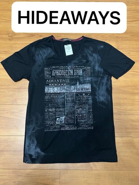 タグ付き 未使用品 HIDEAWAYS ブラック Vネック Tシャツ