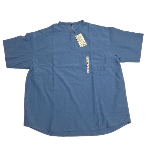 【新品 未使用 タグ付き】無印良品 MUJI 涼感 ヘンリーネック 半袖 布帛Tシャツ ライトブルー 大きいサイズ XL