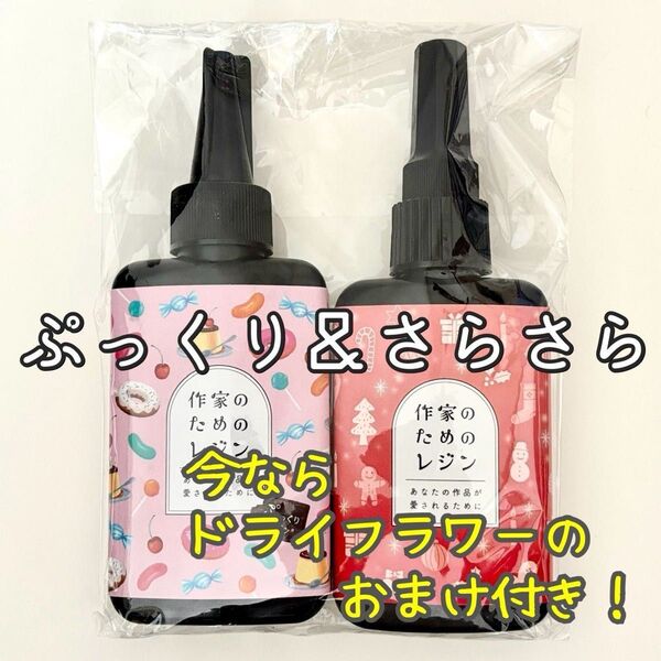 【5/31おまけ付き】作家のためのレジン ぷっくり高粘度100g &サラサラ低粘度100g レジン液2本セット