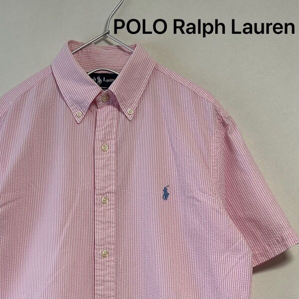 古着 90s POLO Ralph Lauren 半袖 BDシャツ ストライプ
