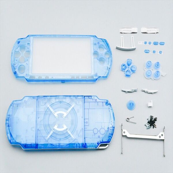PSP-3000 交換用 ハウジングシェル スケルトン ブルー セット カスタム ジャンク修理