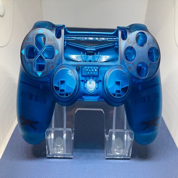 PS4コントローラー カスタムパーツ 海外互換製シェル クリアブルー
