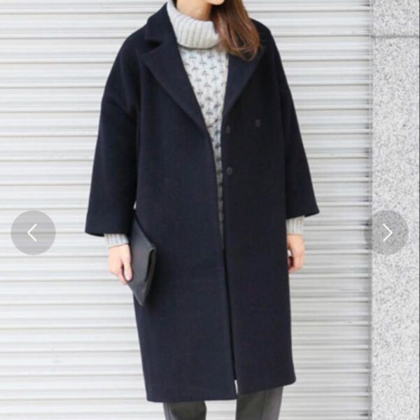 URBAN RESEARCH DOORS ウールモッサロングコート ネイビー