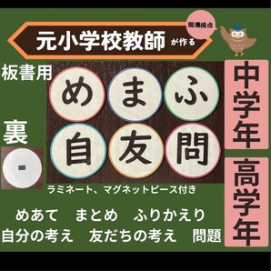 見やすい板書・黒板に めあて、まとめ、ふりかえり、自分の考え、友だちの考え、問題