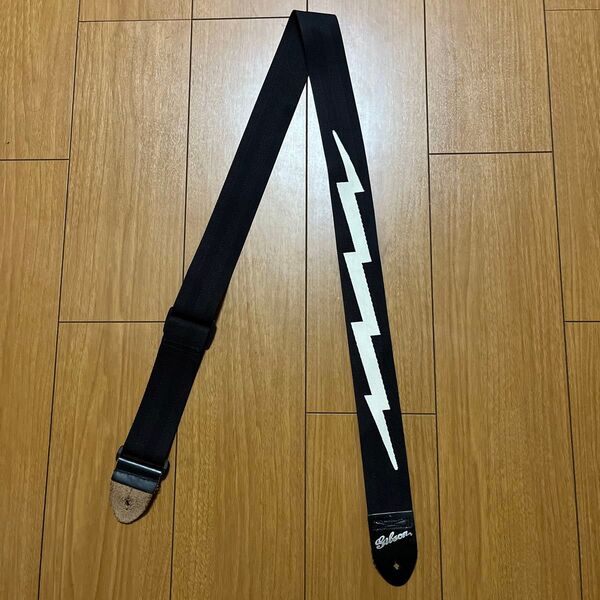 2010年 旧ロゴ 当時モデル Gibson(ギブソン) The Lightning Bolt ギターストラップ ブラック